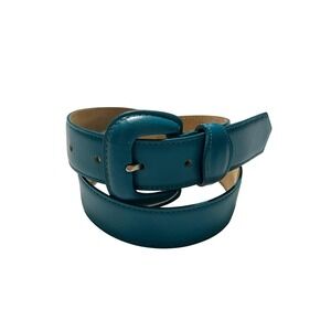 Charter Club Girls Teal Blue Genuine Leather Belt Size S Leather Covered Buckle